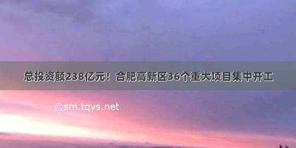 总投资额238亿元！合肥高新区36个重大项目集中开工