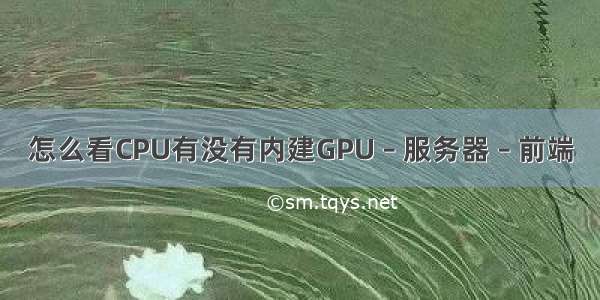 怎么看CPU有没有内建GPU – 服务器 – 前端