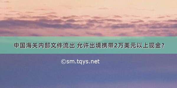 中国海关内部文件流出 允许出境携带2万美元以上现金？