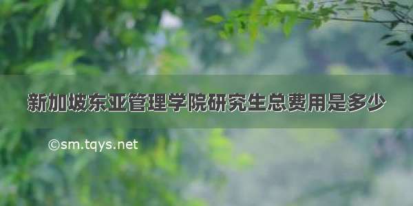 新加坡东亚管理学院研究生总费用是多少