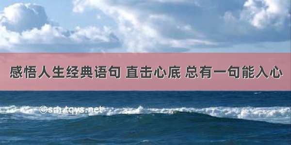 感悟人生经典语句 直击心底 总有一句能入心