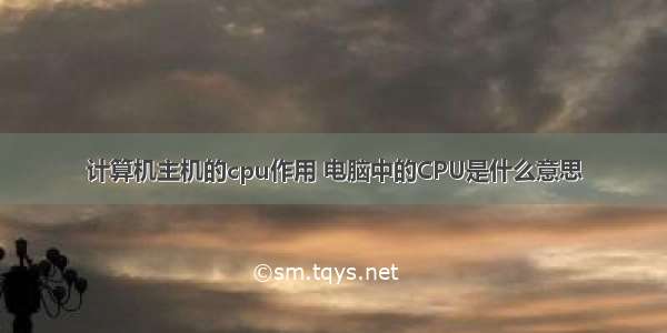 计算机主机的cpu作用 电脑中的CPU是什么意思