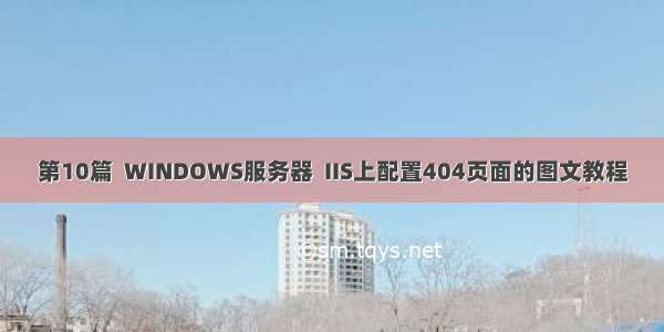 第10篇  WINDOWS服务器  IIS上配置404页面的图文教程