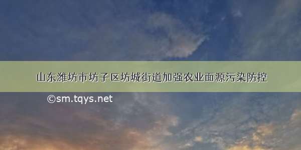 山东潍坊市坊子区坊城街道加强农业面源污染防控