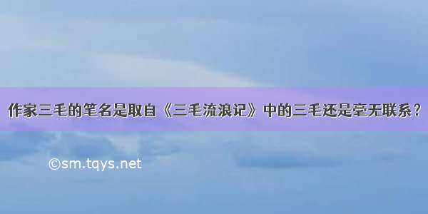 作家三毛的笔名是取自《三毛流浪记》中的三毛还是毫无联系？