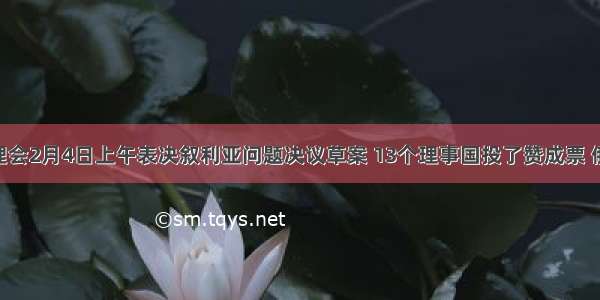 联合国安理会2月4日上午表决叙利亚问题决议草案 13个理事国投了赞成票 俄罗斯 中国