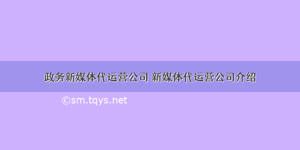 政务新媒体代运营公司 新媒体代运营公司介绍