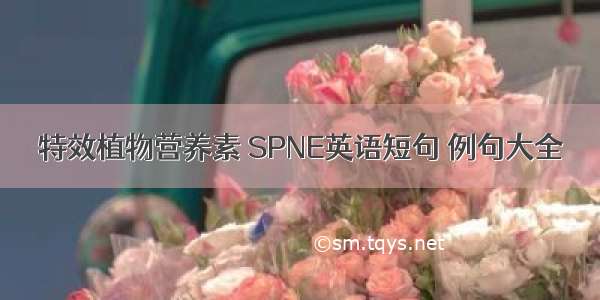 特效植物营养素 SPNE英语短句 例句大全