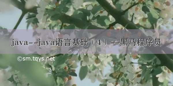 java--java语言基础（4）--黑马程序员