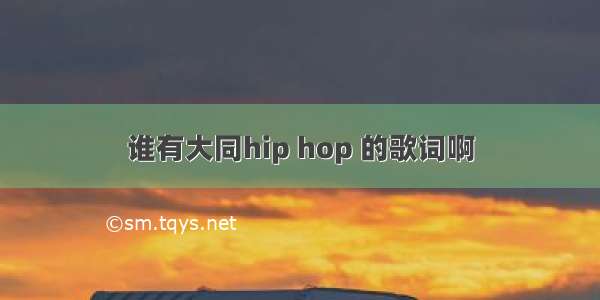 谁有大同hip hop 的歌词啊