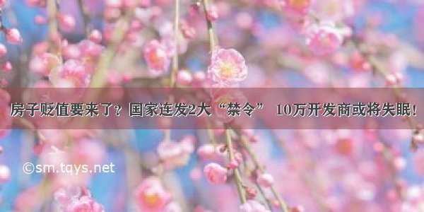 房子贬值要来了？国家连发2大“禁令” 10万开发商或将失眠！