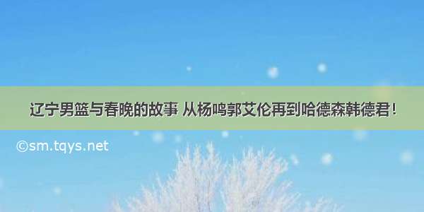 辽宁男篮与春晚的故事 从杨鸣郭艾伦再到哈德森韩德君！