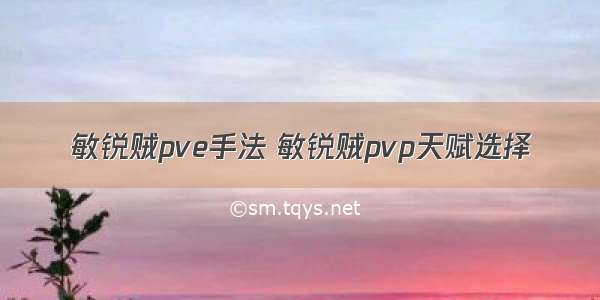 敏锐贼pve手法 敏锐贼pvp天赋选择