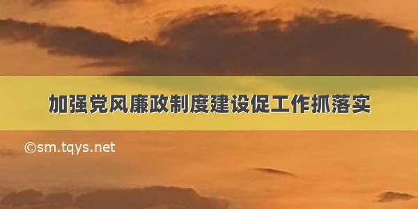 加强党风廉政制度建设促工作抓落实