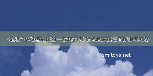 “鞋控”林俊杰最壕的一双鞋81万 价格越贵越要了解保养方法