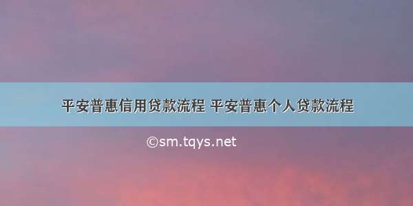 平安普惠信用贷款流程 平安普惠个人贷款流程