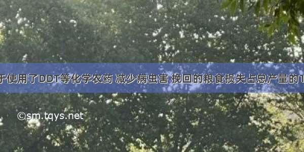 据统计 由于使用了DDT等化学农药 减少病虫害 挽回的粮食损失占总产量的15%。此外 