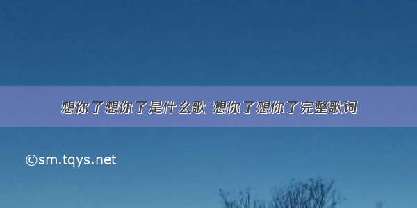 想你了想你了是什么歌 想你了想你了完整歌词