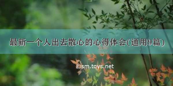 最新一个人出去散心的心得体会(通用9篇)