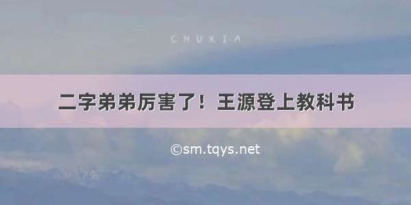 二字弟弟厉害了！王源登上教科书