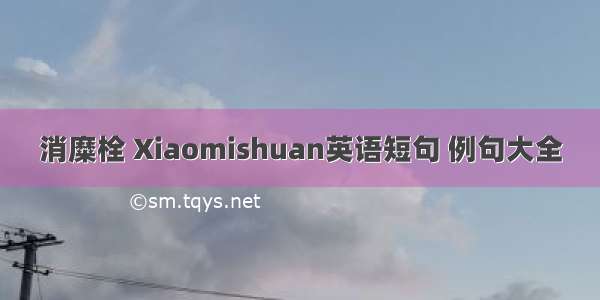 消糜栓 Xiaomishuan英语短句 例句大全