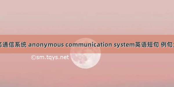 匿名通信系统 anonymous communication system英语短句 例句大全