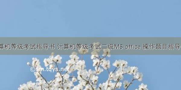 高校计算机等级考试指导书 计算机等级考试二级MS office 操作题目指导书.doc...