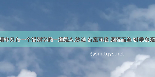 下列四组词语中只有一个错别字的一组是A.纱淀 有案可稽 涸泽而渔 时乖命蹇B.惴测 祸起