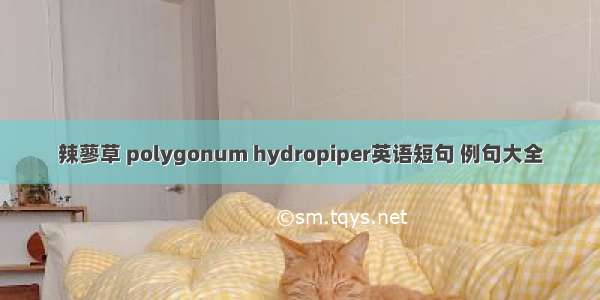 辣蓼草 polygonum hydropiper英语短句 例句大全