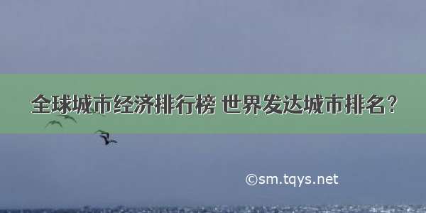 全球城市经济排行榜 世界发达城市排名？