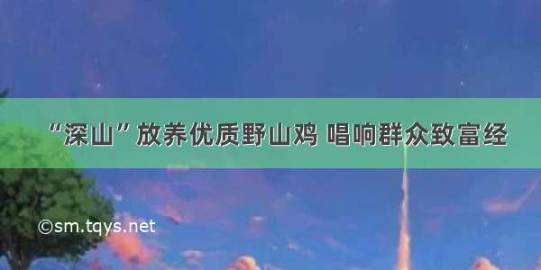 “深山”放养优质野山鸡 唱响群众致富经