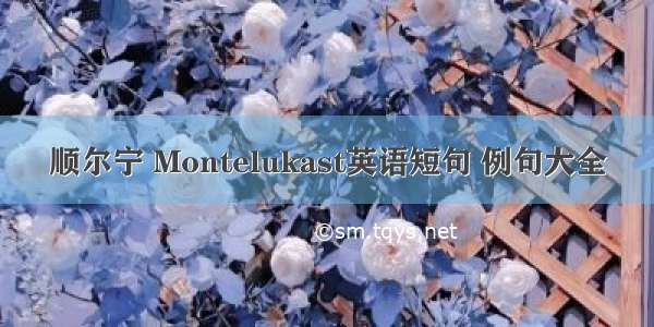 顺尔宁 Montelukast英语短句 例句大全