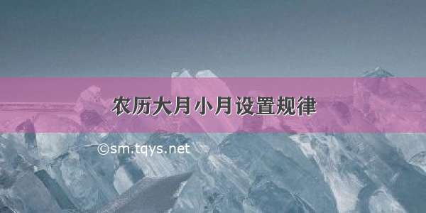 农历大月小月设置规律