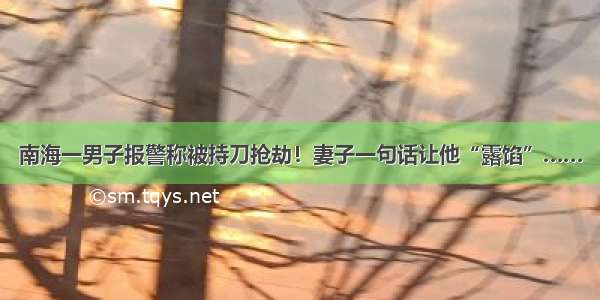 南海一男子报警称被持刀抢劫！妻子一句话让他“露馅”……