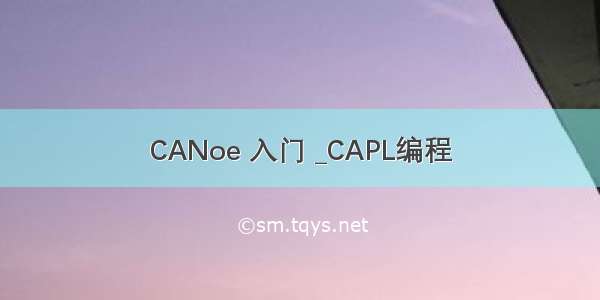 CANoe 入门 _CAPL编程