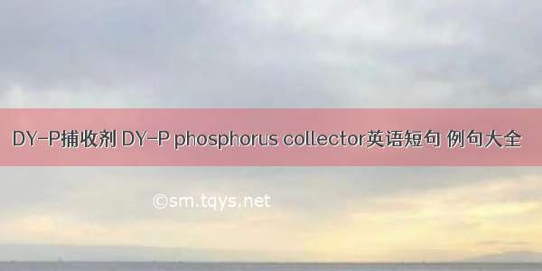 DY-P捕收剂 DY-P phosphorus collector英语短句 例句大全