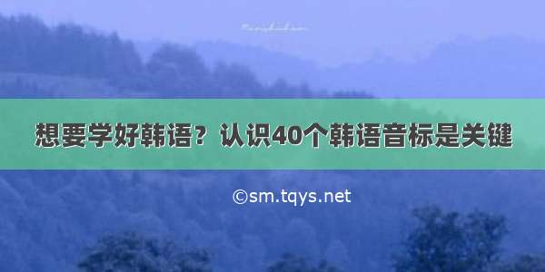 想要学好韩语？认识40个韩语音标是关键