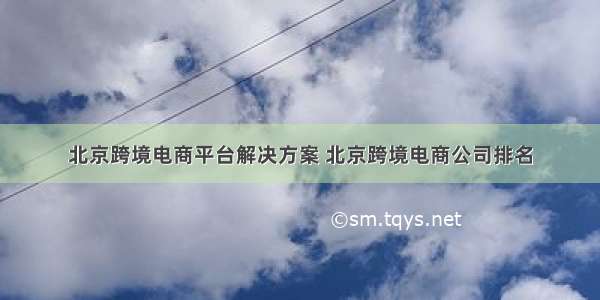 北京跨境电商平台解决方案 北京跨境电商公司排名