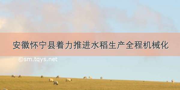 安徽怀宁县着力推进水稻生产全程机械化