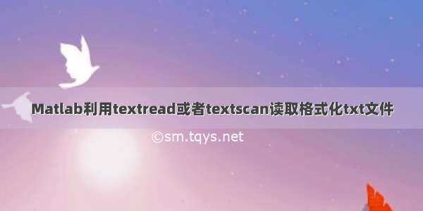 Matlab利用textread或者textscan读取格式化txt文件