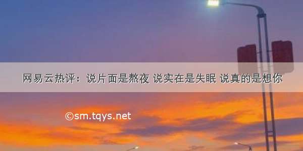 网易云热评：说片面是熬夜 说实在是失眠 说真的是想你