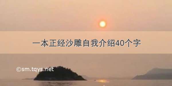 一本正经沙雕自我介绍40个字