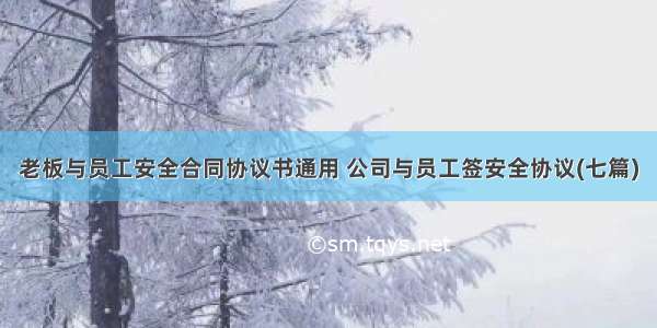 老板与员工安全合同协议书通用 公司与员工签安全协议(七篇)