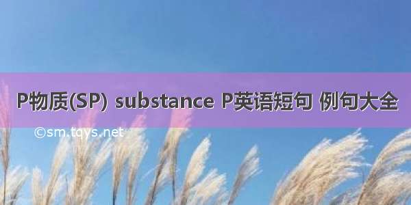 P物质(SP) substance P英语短句 例句大全