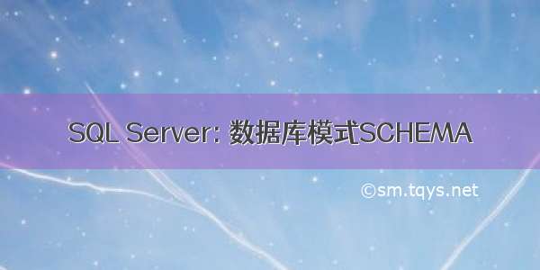 SQL Server: 数据库模式SCHEMA