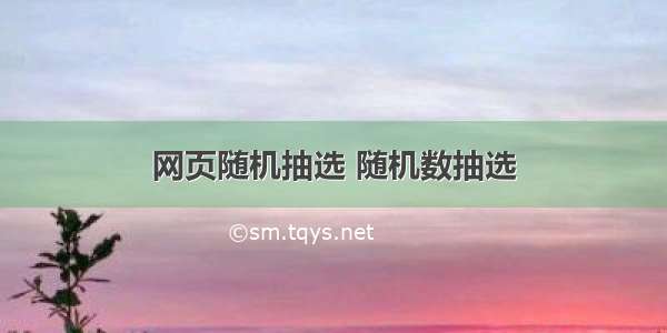 网页随机抽选 随机数抽选