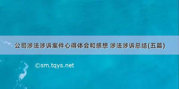 公司涉法涉诉案件心得体会和感想 涉法涉诉总结(五篇)