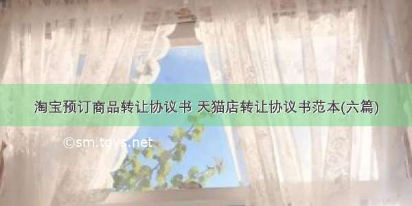 淘宝预订商品转让协议书 天猫店转让协议书范本(六篇)