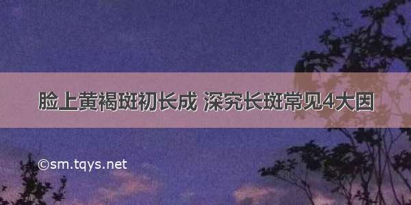 脸上黄褐斑初长成 深究长斑常见4大因