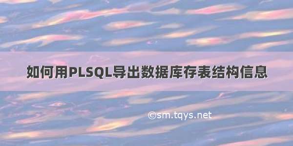 如何用PLSQL导出数据库存表结构信息